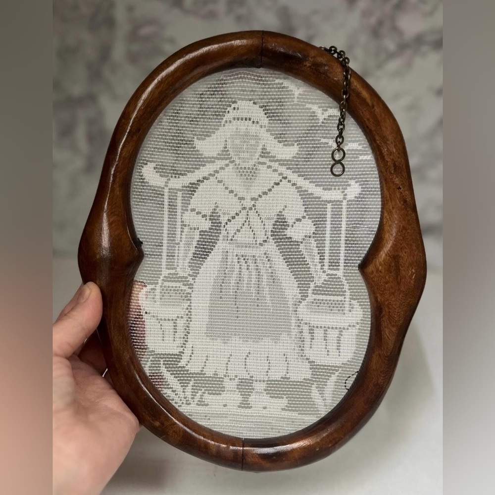 Vintage Dutch Lace Art in Hand-Carved Wood Frame
